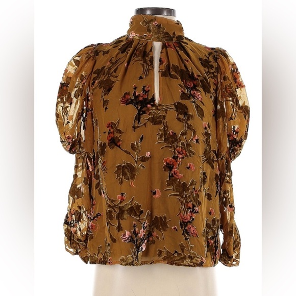 French Connection Keyhole Neck Guthern Floral Burnout Top Size XS - Picture 2 of 3